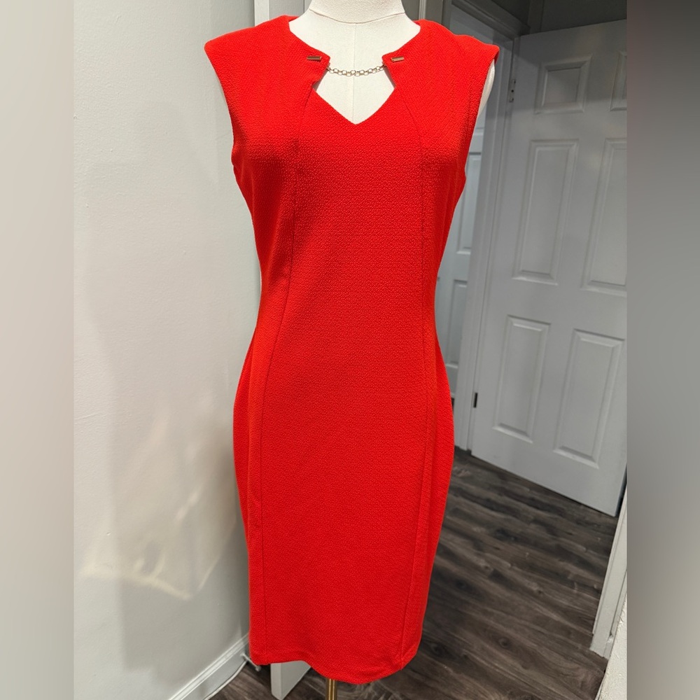 Calvin Klein Vibrant Red Midi Dress